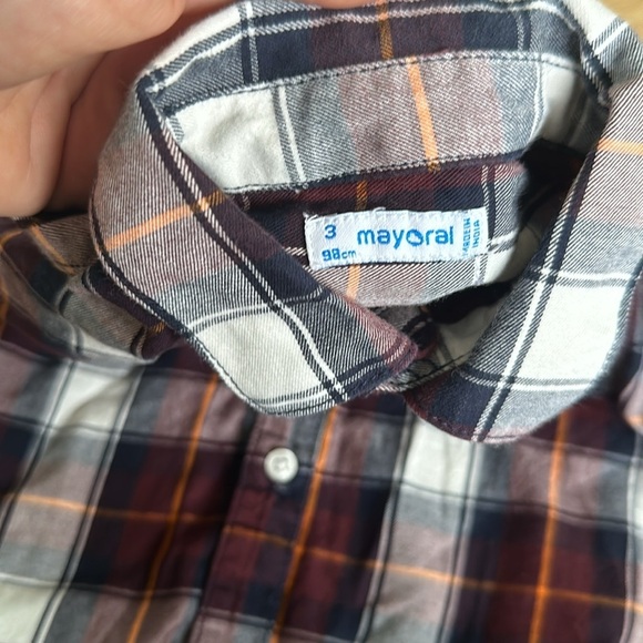 Mayoral plaid button up long sleeve shirt 3T boys - Picture 3 of 4